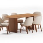 Wooden Solid Wood Dining Table Set Without Arms - Image 2