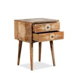 Wooden Handpainted Side Table Natural - Image 3
