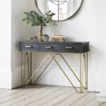 Industrial Three Drawer Wooden Desk Console - Image 2