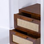 Wooden Cane 2 Drawer Bedside Table - Image 4
