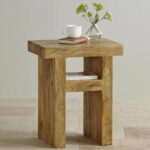 Wooden U Bedside Table Natural Mango Finish - Image 3