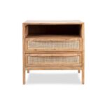 Wooden Rattan Bedside Table - Image 2