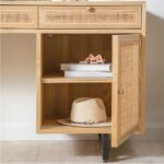 Wooden Artistic Teak Wood & Rattan, Iron Study Table - Image 2