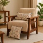 Mango Wood  1 Seater Sofa In Provincial Finish - Image 2