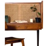 Wooden Artistic Teak Wood & Rattan Study Table - Image 5