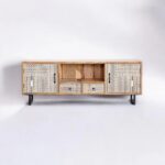 Antique Curved Tv Cabinet – Brown Finish - Image 3