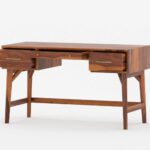 Wooden Artistic Solid Mango Wood Study Table With Drawers - Image 4