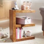 Wooden Handcrafted E Shape Unique End Table - Image 2