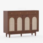 Wooden 2-Door Storage Sideboard with Cane 2 Drawer - Image 3