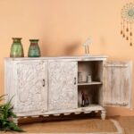 Wooden 2-Door Storage Sideboard with Curved Furniture - Image 2