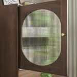 Wooden 1Door & 2 Drawer Storage Cabinet with Curved Furniture - Image 4