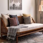 Wooden Artistic Velvet Calm Sofa - Image 4