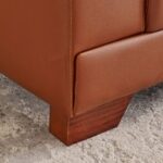 Wooden Half Leather 3-Seater Sofa - Image 2