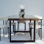 Railway Wood with Glass Top Dining Table - Image 4