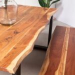 Dark Acacia Wood Industrial Design Bench - Image 3
