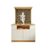 Pooja Mandir with Intricate Jaali Design and Spacious Storage - Image 4