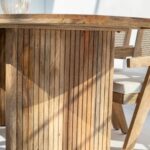 Madeline Oval Dining Table with Slat Flat Legs - Image 4