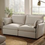 Byron Pillow Edge Beige Fabric Sectional Sofa, 2-Seater - Image 2