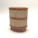 Wooden Curve Rattan Bedside Table - Image 3