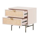 Wooden Cane 2 Drawer Bedside Table - Image 2