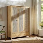 Frances Rattan Triple Closet with 2 Drawers, Natural - Image 3