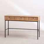 Handcrafted Wooden Console Table With 3 Drawer - Image 2