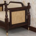 Wooden Artistic 2 Seater Cane Sofa - Image 4
