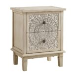 Whitewashed Carved 2 Drawer Nightstand - Image 9