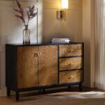 Chip Carved 2-Door 3-Drawer Sideboard, Antique Bronze & Black - Image 2