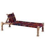 Jodhpuri Wooden Charpai with Backrest Poolside Lounger - Image 4