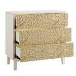 Bianca Chip Carved 3 Drawer Dresser, Sand Beige & Ivory - Image 7