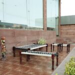 Rajasthani Wooden Charpai, Bench and 2 Stools Set - Image 2