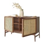 Wooden Cane 2 Door Natural Finish Sideboard Furniture - Image 4