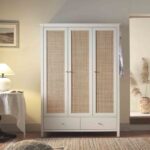 Sale Frances Rattan Triple Closet with 2 Drawers, White