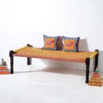 Jodhpuri Wooden Khatiya Khaat (Orange Yellow)
