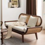 Wooden Cane Handcrafted Carving Sofa - Image 5