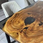 Live Edge Modern Wooden Dining Table With 4 Chair - Image 2