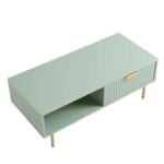 Rajasthani Solid Wood Coffee Table With Drawer- Green Finish - Image 4