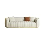 Leather Upholstered 3-Seater Sofa with Gold Legs - Image 4