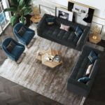 Velvet Sofa Deep Gray Tufted Upholstery Modern Couch - Image 2