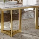 Metal Marble Dining Table with 6 chairs - Image 2