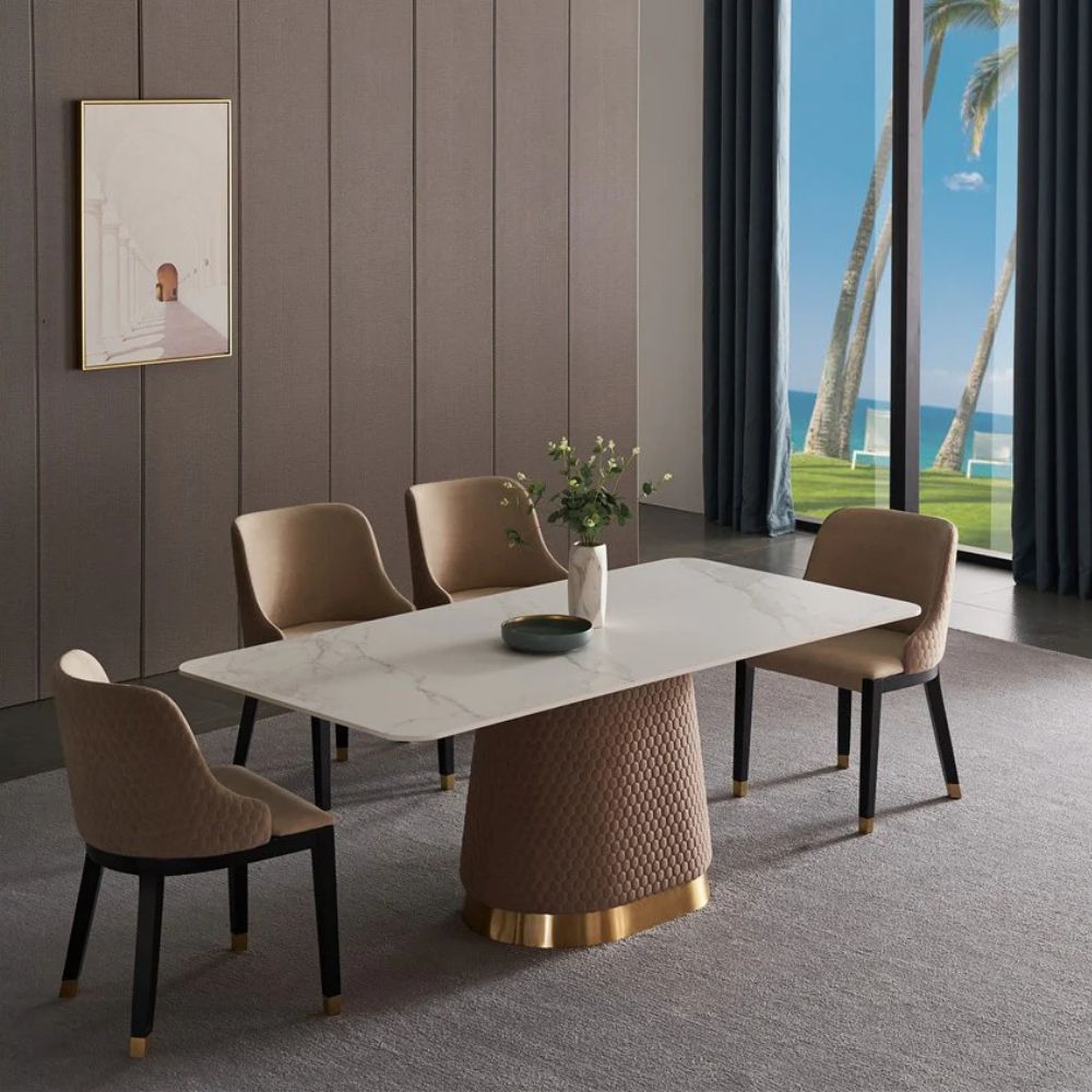 4-166-1.jpg Wooden Artistic Metal Dining Table With Chairs - Image 1