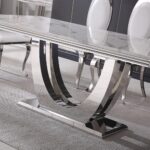 Metal Dining Silver Table With Chairs - Image 3