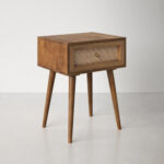 Handcrafted Wooden 1 Drawer Bedside Table Natural Mango Finish - Image 4