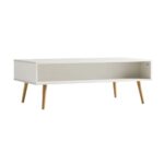 Rajasthani White Solid Wood Rattan Coffee Table - Image 3