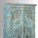 Jodhpuri Wooden Carved Storage Wardrobe Almirah - Image 5