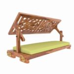 Fusion Flowered Carved Back Handmade Wooden Swing for Home [Jhula] - Image 4