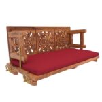 Vintage Carved Back Designed Red Upholstery Handmade Swing for Home [Jhula] - Image 4