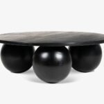 Handcrafted Round Mango Wooden Coffee Table - Black Finish - Image 4