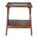 Solid Wood Side Table Teak Finish - Image 2